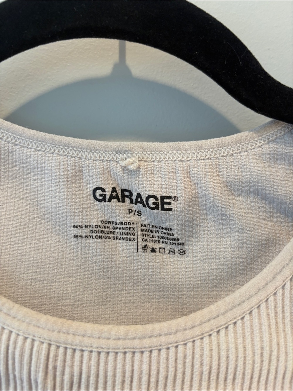 Garage Cream Ribbed Cropped Tank Top - Picture 2 of 2